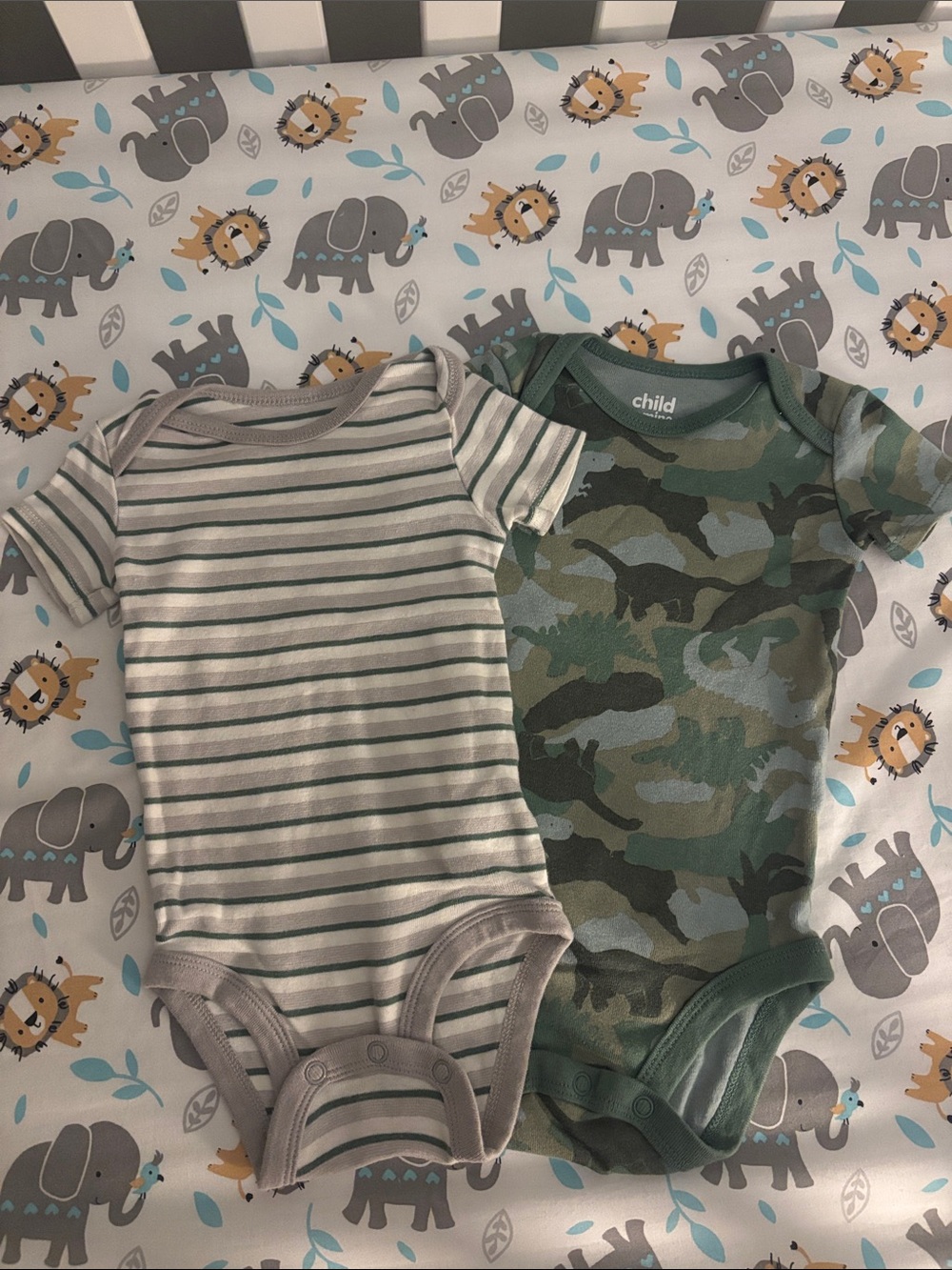 Carter's Green Camo & Gray/Green Stripe Baby Bodysuit Set